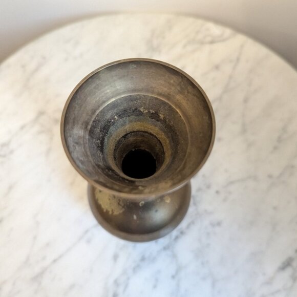 Vintage Mid Century Modern Brass Vase 6 Tall - Picture 4 of 6